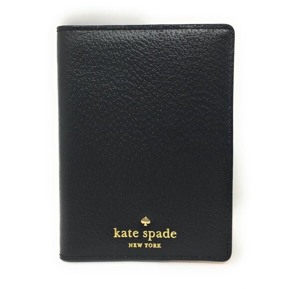 KATE SPADE~Grand Street Passport Holder~BLACK PEBBLED LEATHER CASE Like New - Picture 1 of 7